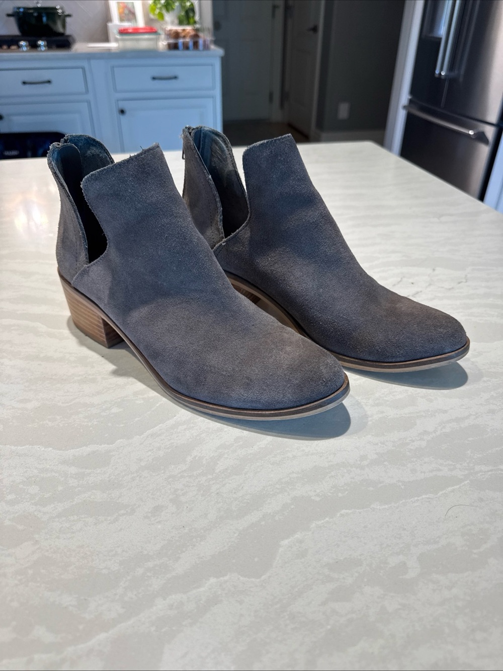 Steve Madden Grey Suede Cutout Ankle Booties